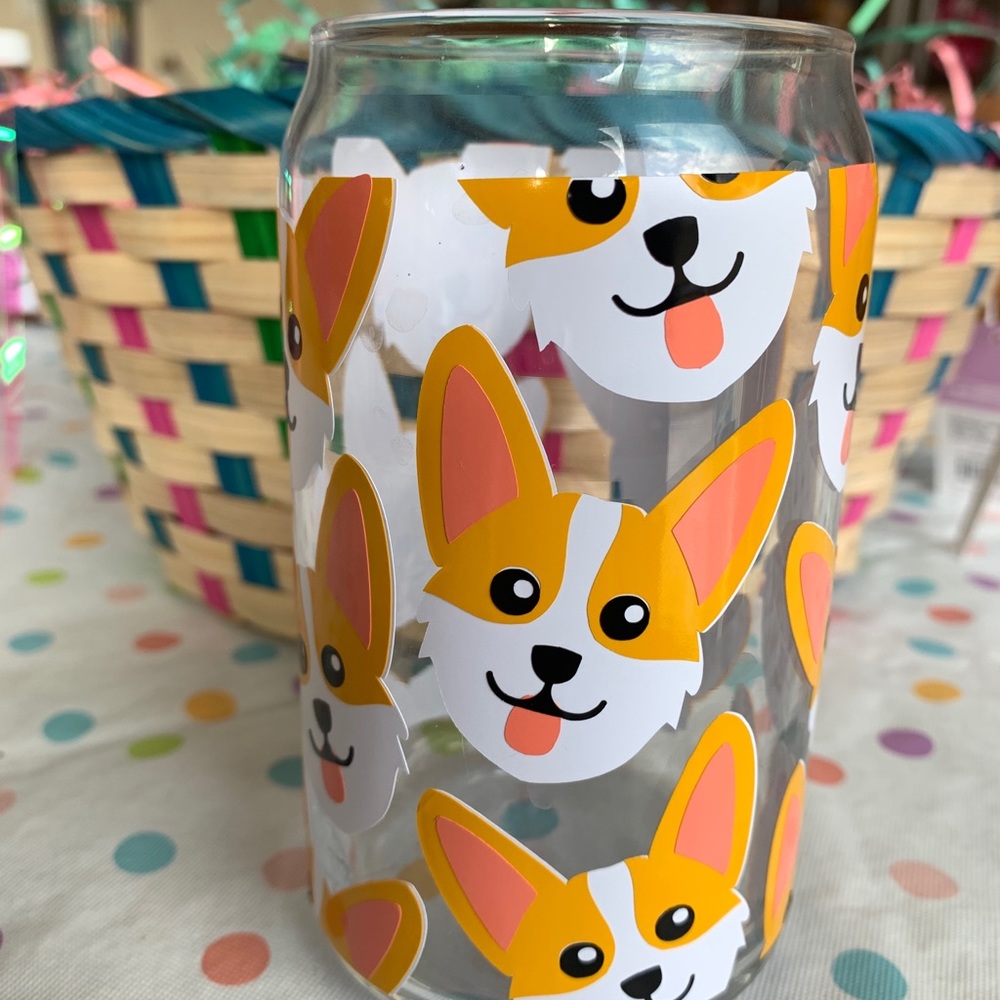 Corgi glass can 16oz! Drinkware